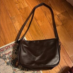 Dark Brown faux Leather Shoulder Bag